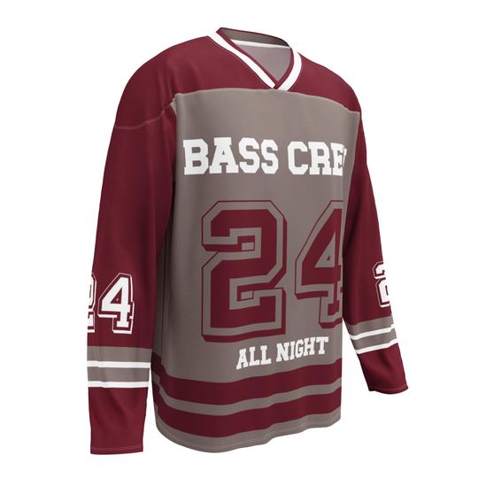 Discover Rave Mode 24 Bass Crew Hockey Jersey | Maroon Festival Top | EDM Concert & Rave Outfit