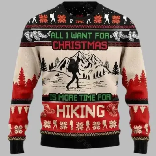 Discover All I Need For Christmas Is Hiking Ugly Christmas Sweater