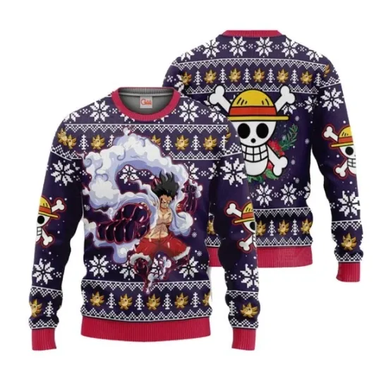 One Piece Luffy Gear 4 Ugly Christmas Sweater Xmas Gift