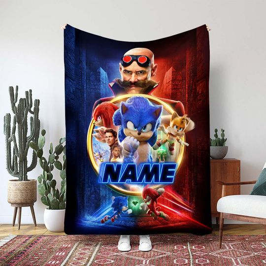 Discover Shadow Sonic The Hedgehog Blanket, Movie Epic Lightning Blanket, Rival Hero Character Fight Scene, Video Game Action Kids Gift Idea