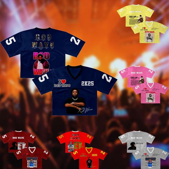 Rod Wave Rapper & Singer Crop Top Football Jersey  Hip Hop Music Star  Retro Concert Tour Merch Gift For Women T-Shirt, Rap and RnB Fan