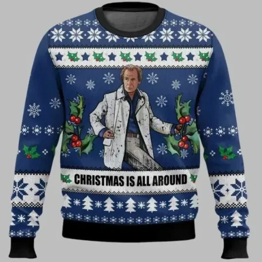 Discover Billy Mack Christmas Is All Around Love Actually Ugly Christmas Sweater