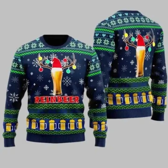 Discover Christmas Beer Reindeer Ugly Christmas Sweater