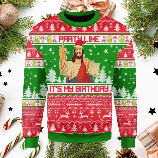 Discover Drink Like It Is My Birthday Jesus Ugly Sweater