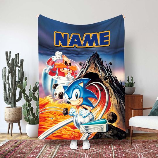 Discover Classic Sonic The Hedgehog Blanket, Disney Villain Dr Eggman Blanket, Movie Character Comic Book Gift, Retro Video Game Blanket Gift, MAA055