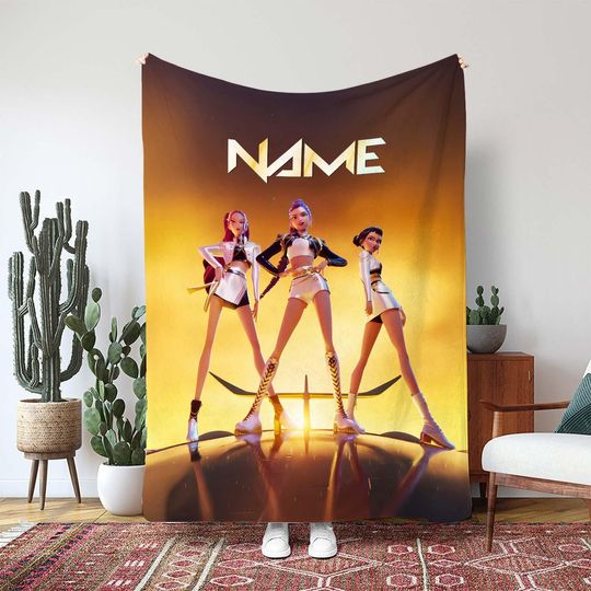 Discover Custom Rumi Mira Zoey Blanket, KPop Girl Group White Blanket, Fictional Idol Stage Dance Blanket, Hit Single Character Blanket, VTB647