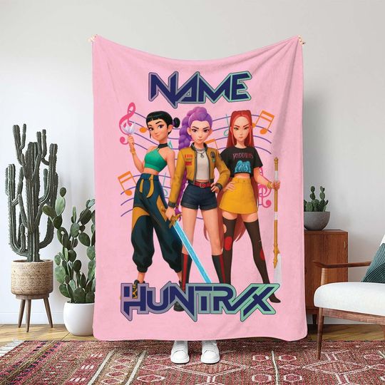 Discover Zoey Mira Rumi Blanket, KPop Fictional Star Custom Throw Blanket, Girl Group Music Design, KPop Fan Birthday Blanket Gift, NVA841