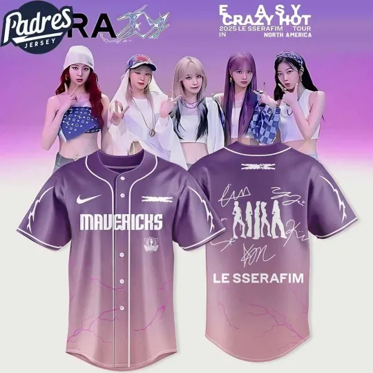 Discover Mavericks x Easy Crazy Hot Le Sserafim 2025 Tour Special Baseball Jersey