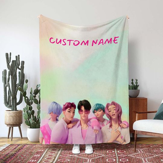 Discover Custom Jinu Abby Mystery Blanket, KPop Star Idol Pink Throw Blanket, Fictional Song Soda Pop Blanket, Pastel Music Blanket Gift, MKA050