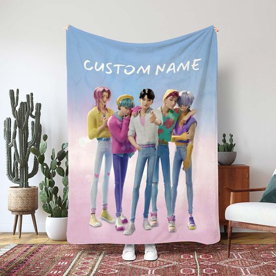 Discover Custom KPop Jinu And Member Star Blanket, Soda Pop Concept Blanket, Fictional Star Idol Throw Blanket, Music Character Blanket Gift, MKA050