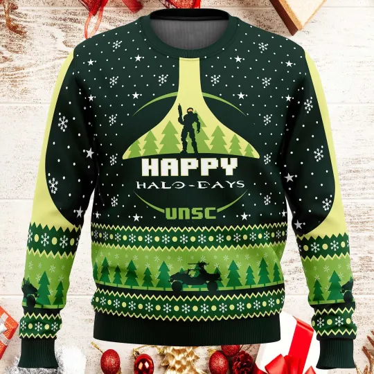 Discover Happy Halo Days Ugly Christmas Sweater