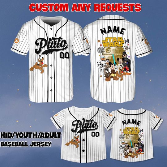 Discover Custom Pluto Star Wars Baseball Jersey, Disney Mickey Minnie Jedi Shirt, Donald Goofy Daisy Trooper Jersey, Star Wars Pluto Dog Shirt