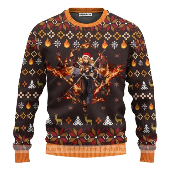 Discover Fire Kyo Rengokoo demon Ugly Sweater Partyugly sweater ideas Ugly Ch
