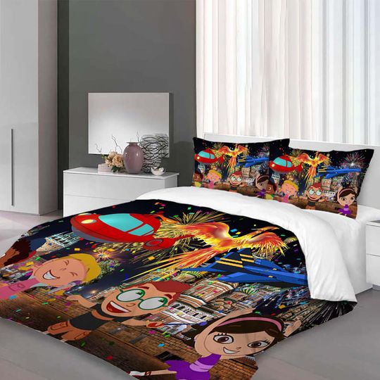 Discover Christmas Gift 3-Piece Little Einsteins  Duvet Cover Bedding Set,Queen Size, Includes Quilt Cover, Pillowcases, Machine Washable.