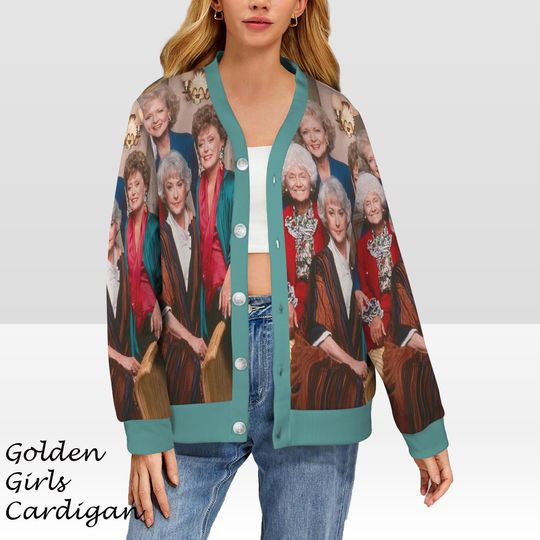 Stay Golden Christmas Cardigan, 80s Winter Sweater