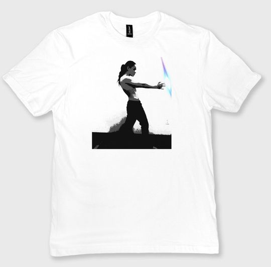 Discover Avatar T Shirt Design of a Powerful Female Character as a Sci-fi Cyberpunk Girl