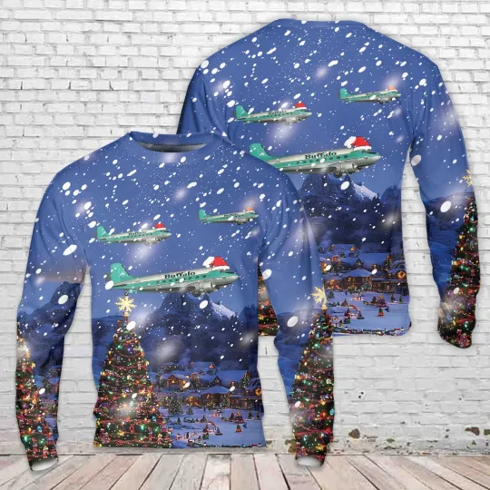 Discover Buffalo Airways Douglas DC 3 AOP Christmas Ugly Sweater