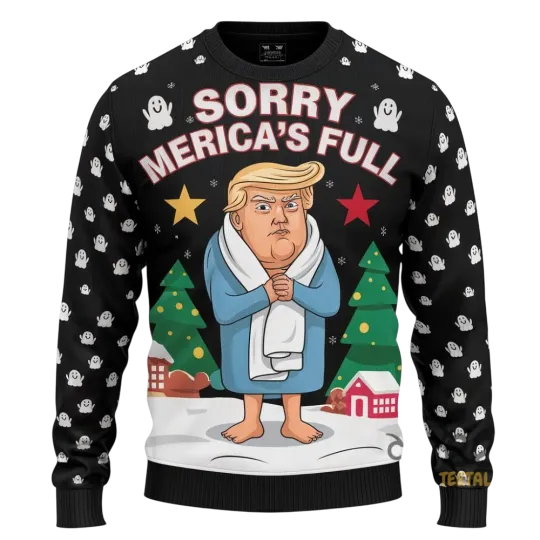Donald Trump Ugly Christmas Sweater Sorry America Was Full Artificial Wool Sweat