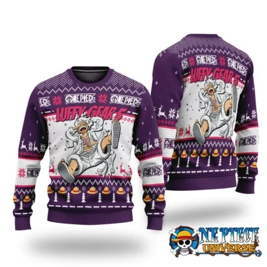 One Piece Luffy Gear 5 Ugly Christmas Sweater Xmas Gift