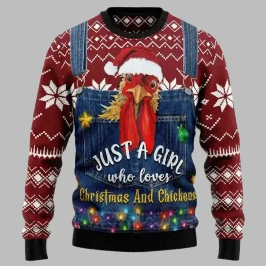 Discover Just a Girl Who Loves Chickens Ugly Christmas Sweater