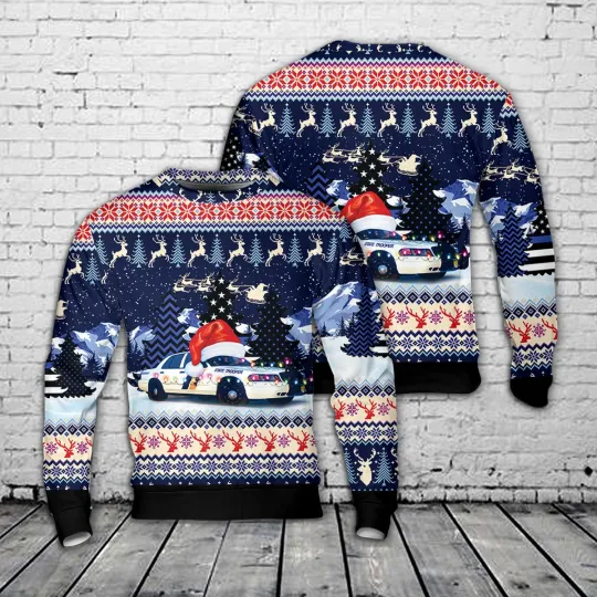 Discover New Jersey State police Trooper Christmas AOP Ugly Sweater