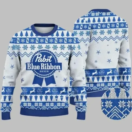 Pabst Blue Ribbon Christmas Ugly Christmas Sweater