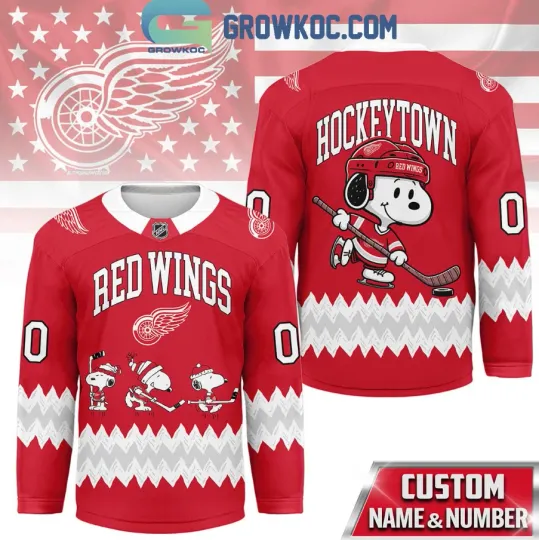 Discover Custom Detroit Red Wing Snoop Peanuts Hockeytown Hockey Jersey