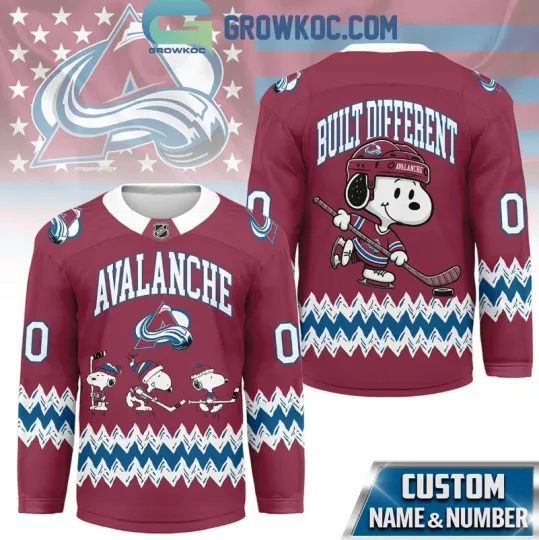 Custom Colorado 1Avalanche Snoop Peanuts Built Different Hockey Jersey