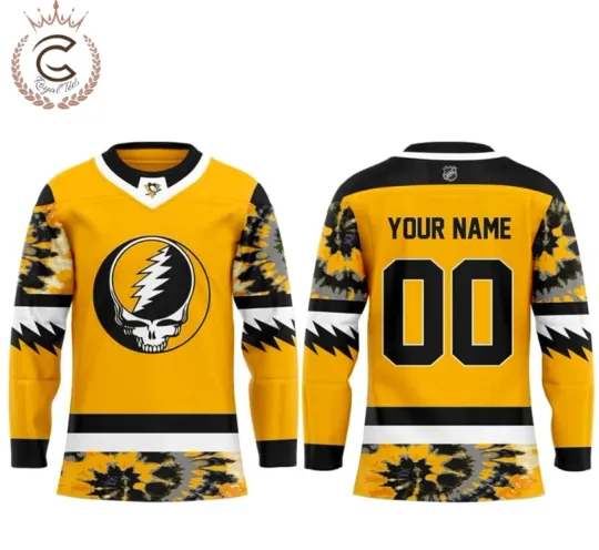 Custom Pittsburgh Penguin Grateful *Dead Hockey Jersey