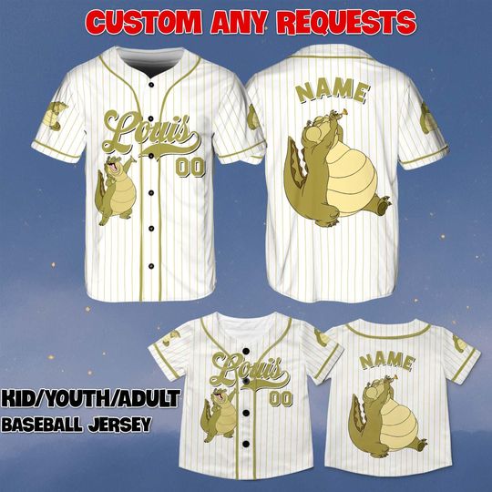 Discover Custom Louis Baseball Jersey, Disney Princess And The Frog Alligator Shirt, Tiana Prince Naveen Jersey, Louis Alligator Team Shirt