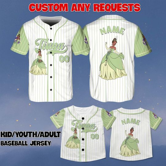 Discover Custom Tiana Princess Baseball Jersey, Disney Princess And The Frog Shirt, Prince Naveen Dr Facilier Ray Jersey, Tiana Kids Birthday Shirt