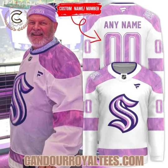 Discover Custom Seattle 1Kraken Cancer Night Hockey Jersey Unisex