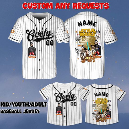 Discover Custom Goofy Star Wars Baseball Jersey, Disney Mickey Minnie Jedi Shirt, Donald Pluto Daisy Trooper Jersey, Star Wars Goofy Team Shirt