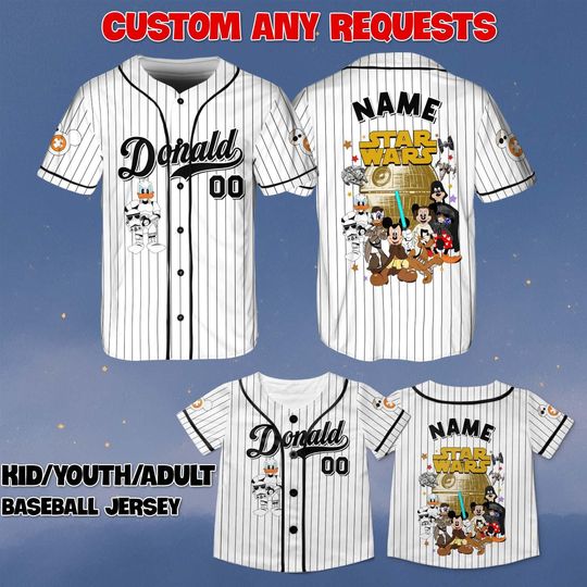 Discover Custom Donald Star Wars Baseball Jersey, Disney Mickey Minnie Jedi Shirt, Goofy Pluto Daisy Trooper Jersey, Star Wars Donald Duck Shirt