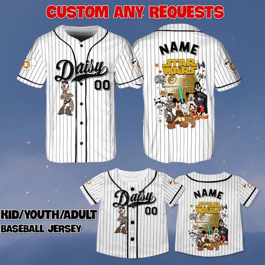 Discover Custom Daisy Star Wars Baseball Jersey, Disney Mickey Minnie Jedi Shirt, Donald Goofy Pluto Trooper Jersey, Star Wars Daisy Duck Shirt