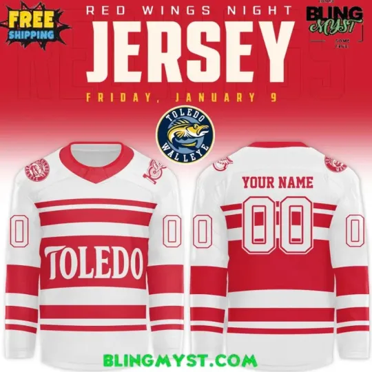 Discover Custom Toledo Wal*leye Detroit Red Wing Night Limited Edition Hockey Jersey