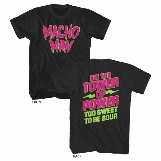 Discover Macho Man Randy Savage Men's Slogan T Shirt Tower of Power Quote Wrestling Black
