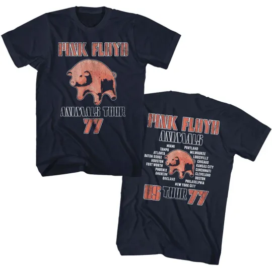 Pink Floyd Animals Album Tour 1977 Men's Double Sided T-Shirt with Pig Cover Art