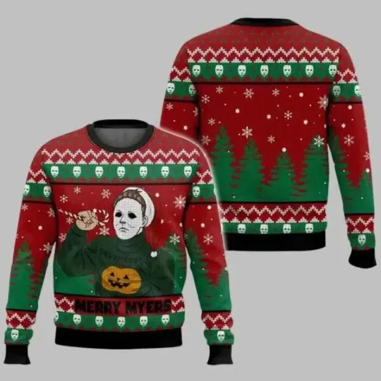 Michael Myers Vintage 80 Film Holiday Ugly Christmas Sweater