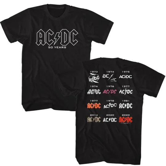 Discover AC-DC 50 Years of Iconic Logos Men's T Shirt