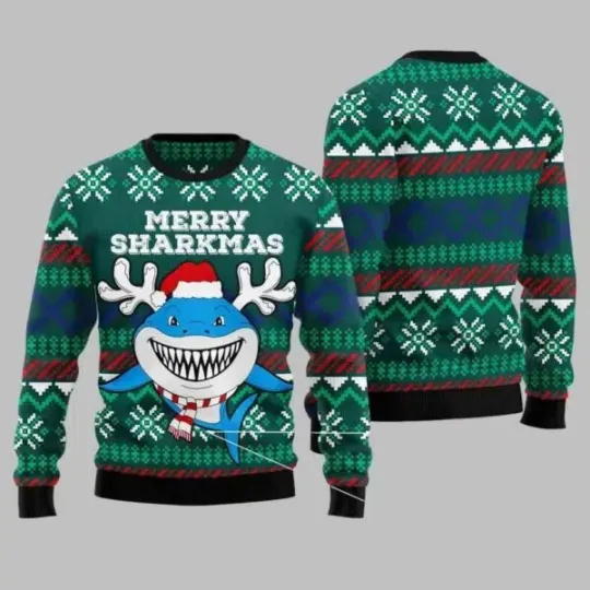 Discover Baby Shark Merry Sharkmas Ugly Christmas Sweater