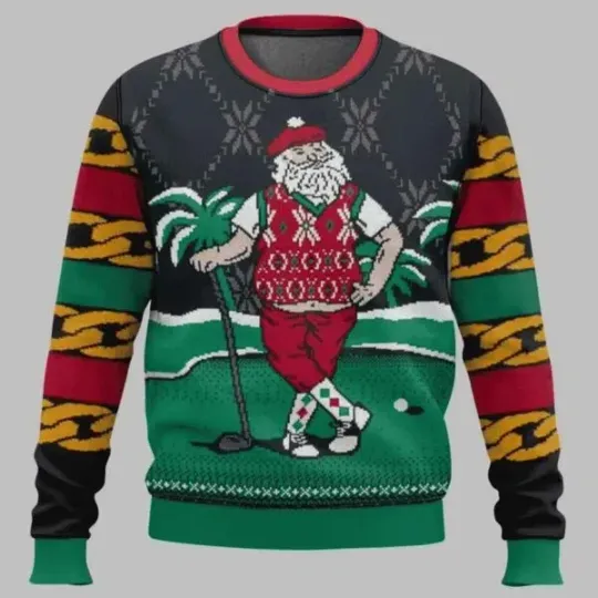 Discover Golf Santa Christmas Ugly Christmas Sweater