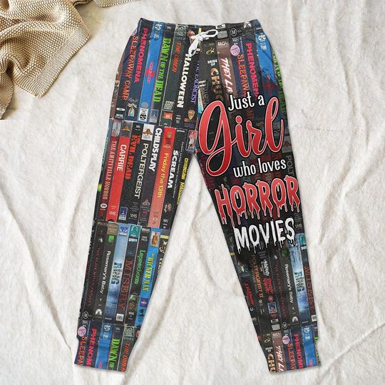 Horror Movie Pajamas Pants, Retro Vhs Stack Halloween Pajamas Pants, Horror Movie  Lovers Pajamas Pants, Horror Lovers Gift