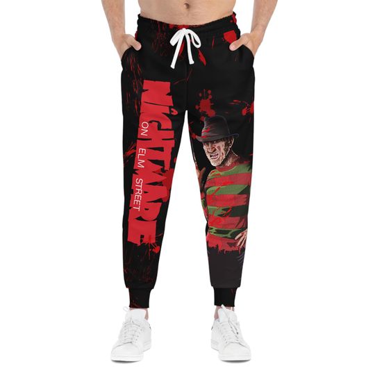 Freddy Halloween Joggers, Unisex Athletic Sweatpants, Horror Movie Fans Costume, Comfortable Lounge Pants, Scary Movie Night Apparel,