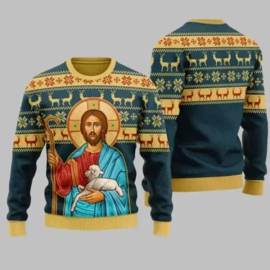 Discover Jesus Hug Sheep Ugly Christmas Sweater