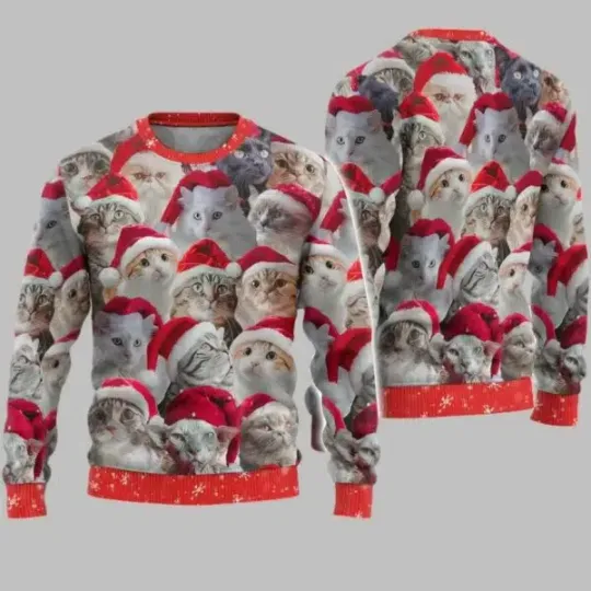 Discover Christmas Cat Ugly Christmas Sweater