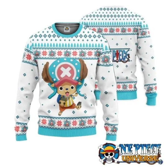 Discover Tony Tony Chopper Ugly Christmas Sweater White Blue