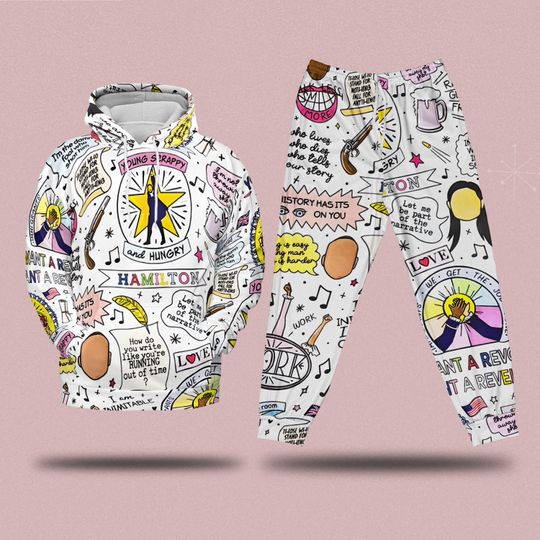 Discover Hamilton Musical Inspired Hoodie And Pants Set, Disney Hamilton Movie Pajamas, Rise Up Outfit For Fans, American Musical Sweatshirt