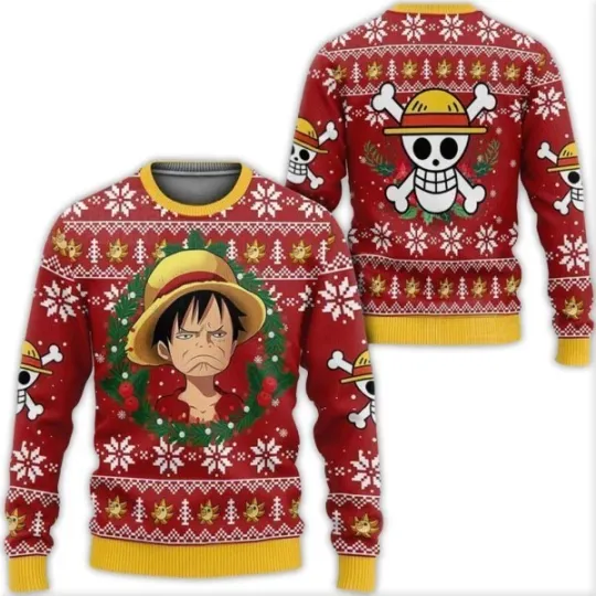 Monkey D Luffy Straw Hat Ugly Christmas Sweater