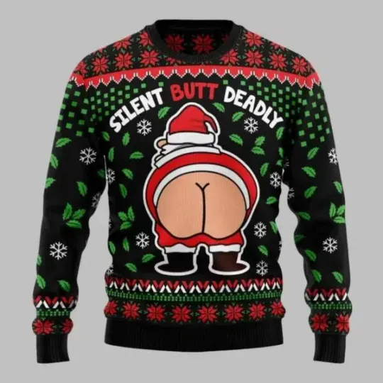 Discover Funny Silent Butt Deadly Santa Ugly Christmas Sweater